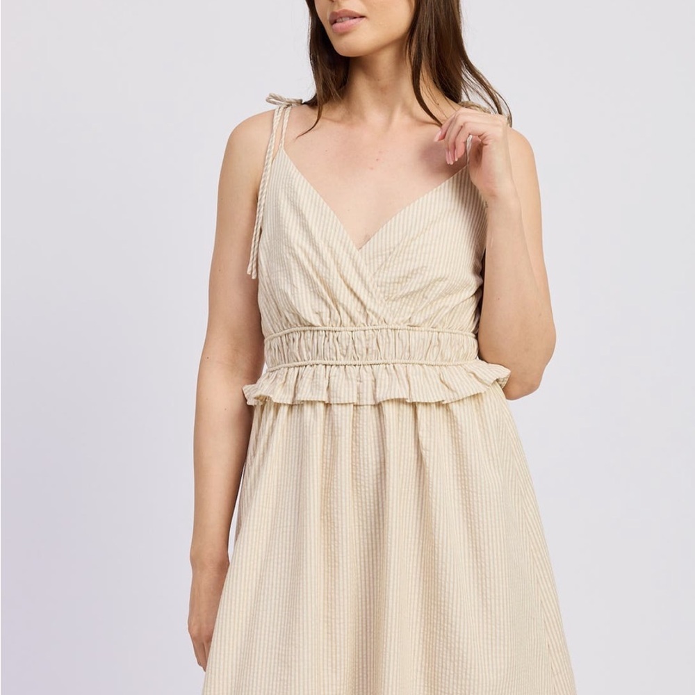 En Saison Brown Stripe Midi Dress - Picture 4 of 5